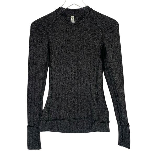 Lululemon 2 Womens Think Fast Long Sleeve Tee Herringbone Gray Gym Running - Picture 2 of 10
